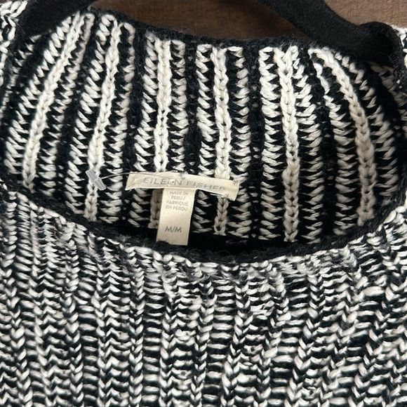 Eileen Fisher Peruvian organic Cotton black white Sweater medium - Picture 4 of 6